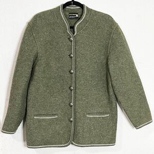 Vintage 70s 80s Stapf Sportswear Tyrol Pure New‎ Wool Olive Green Jacket